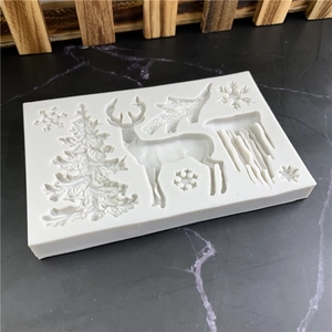 Christmas silicone mold with reindeer, snowflakes and icicles for DIY crafts