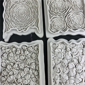 4-piece set of white silicone flower texture cake molds for wedding fondant decoration