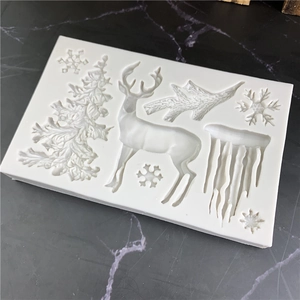 Christmas silicone mold with cedar deer and icicle patterns for chocolate baking and DIY crafts