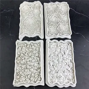 Set of four rose flower silicone fondant molds for wedding cake border decoration