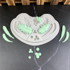 Holly Leaf Berry Christmas Silicone Mold For Fondant Chocolate Cake Decoration Realistic Realistic Plant DIY Baking Tool