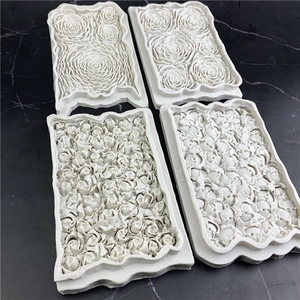 4-piece set of white silicone rose flower fondant molds for wedding cake decoration