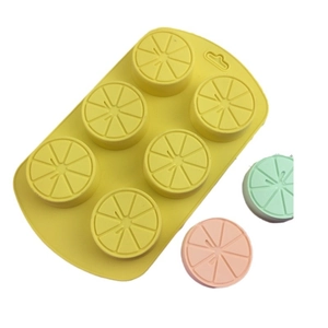 Silikonform mit 6 Zitronenscheiben für DIY Schokolade und Frucht Eiswürfel
