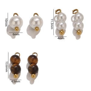 Set de dijes para joyería DIY con perlas blancas y cuentas de ojo de tigre marrones