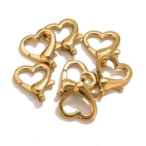 Set di sei chiusure a molla a forma di cuore dorate per creazione di gioielli e fai da te
