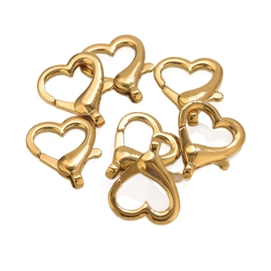 Set di sei fermagli a molla a forma di cuore dorati per gioielli fai da te e borse