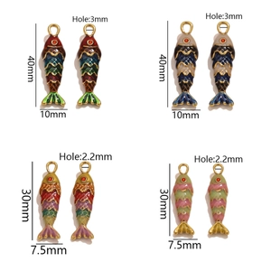 Colorful koi fish pendants in gold-plated stainless steel with vibrant oil drip patterns