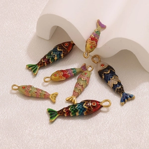 Colorful koi fish pendants in gold plated stainless steel for DIY jewelry making
