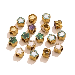 Star shaped 18K gold plated stainless steel beads with rhinestones for DIY jewelry