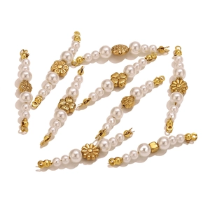 Vintage pearl and gold flower connectors for DIY jewelry making in stainless steel