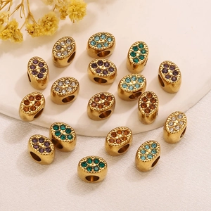 Distanziatori ovali dorati in acciaio inossidabile con strass colorati per gioielli fai da te