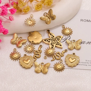 Stainless Steel DIY Jewelry Pendants Butterfly Sun Snake Heart Star Spiral Pendants Only Without Chain For Earrings Necklace Making Accessories