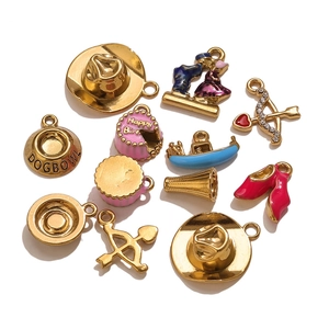 Colorful 18K gold plated alloy charms set for DIY necklaces and handmade jewelry