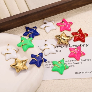 Colgantes de estrella esmaltados en acero inoxidable para la creación de collares y pendientes DIY