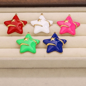 Colgantes de estrellas coloridas en acero inoxidable y oro para creación de joyas DIY