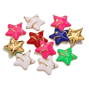 Colgantes de estrellas coloridas de acero inoxidable y esmalte para joyas DIY