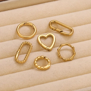 Golden stainless steel heart and geometric spring clasps for DIY jewelry making
