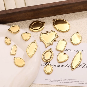 Pendentifs cœur et géométriques en acier doré pour la fabrication de bijoux DIY