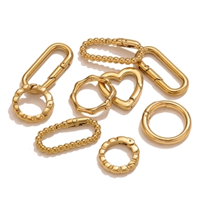 Polished gold stainless steel heart and geometric spring clasps for DIY jewelry making