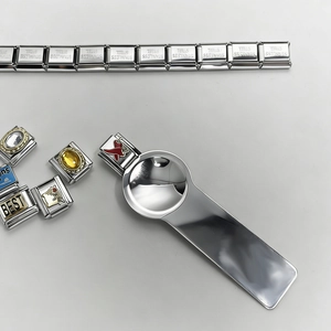 Italian charm stainless steel bracelet modules with red chili design and removal tool