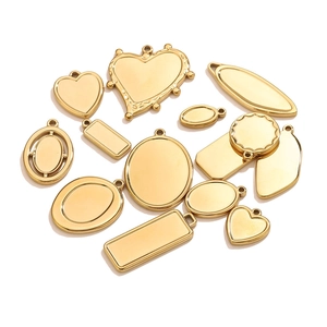 Lot de breloques en acier inoxydable doré avec formes de cœur et ovale pour bijoux DIY
