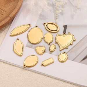 Pendentifs polis en acier inoxydable doré en formes de cœur et ovale pour bijoux