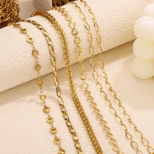 Minimalist Stainless Steel DIY Chain For Jewelry Making Gold Silver Flower Star Geometric Link Bracelet Necklace Supplies