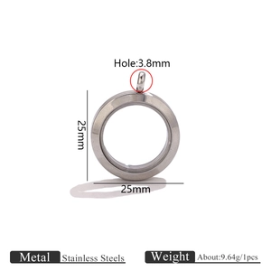 Detailed specs of 25mm round stainless steel locket pendant with 3.8mm hole size