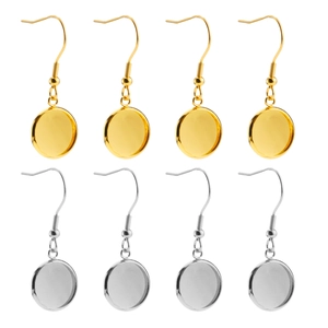 Ganci per Orecchini in Acciaio Inossidabile con Vassoi a Lunetta Tonda Accessori per Gioielli Fai da Te Oro Argento