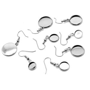 Ganci per orecchini in acciaio inox argento con base rotonda per gioielli fai da te