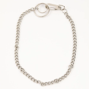 38cm Silver hip hop punk metal pant chain with lobster clasp and double keyrings
