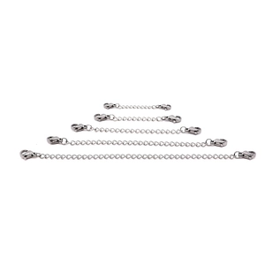 Lot de cinq chaînes d'extension en acier inoxydable avec fermoirs homard pour bijoux DIY