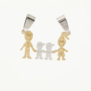 Two-tone family pendant with golden adults and silver children in stainless steel