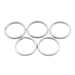 Lot de cinq anneaux brisés plats en acier inoxydable 304 durable avec finition argentée