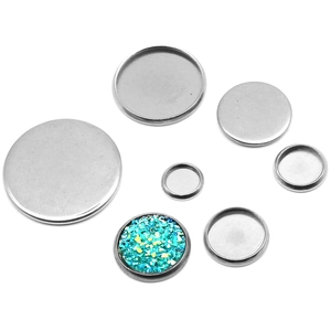 Acciaio Inossidabile Tondo Cabochon Castone Vassoio Fai Da Te Gioielli Base Lunetta Grezzo Per Pendente Bracciale Artigianato
