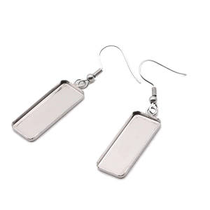 Ganchos para pendientes rectangulares de acero inoxidable pulido para joyería artesanal