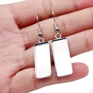 Base de Gancho de Pendiente Rectangular de Acero Inoxidable Bisel Colgante en Blanco Para Fabricación de Joyas DIY Accesorios