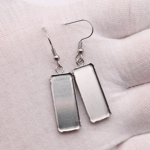 Bases de pendientes rectangulares de acero inoxidable para creación de joyas DIY