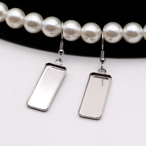 Bases de pendientes rectangulares de acero inoxidable para creación de joyas DIY