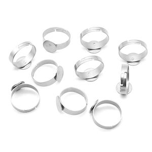 Base de Anillo Ajustable de Acero Inoxidable Bandeja Redonda Plana Para Creación de Joyas DIY Ajuste de Piedras Preciosas Accesorios