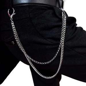 Punk Double Layer Stainless Steel Pant Chain Hip Hop Silver Wallet Chain For Men Women Metal Lobster Clasps Belt Chain