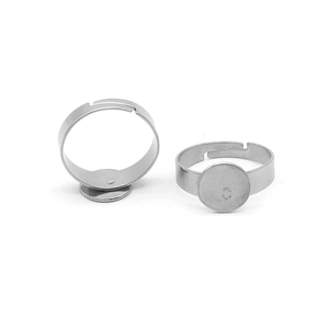Base de anillo ajustable de acero inoxidable con bandeja redonda para joyería DIY