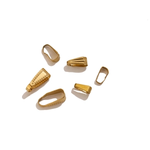 Polished gold stainless steel pendant pinch bails with embossed patterns for DIY jewelry