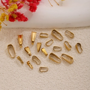 Golden stainless steel pendant bails with various embossed textures for DIY jewelry making