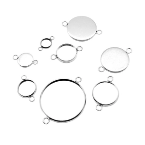 Gepolijste roestvrijstalen ronde hanger tray connectoren voor DIY sieraden maken