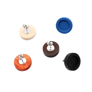 Set of 12mm wooden stud earring bases in five colors with metal butterfly backs