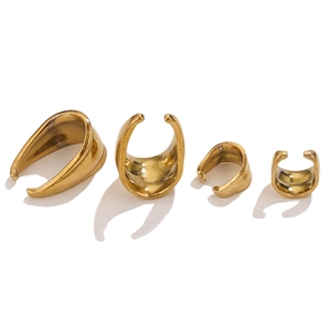 Set of four polished gold stainless steel clip-on ear cuffs in varying sizes