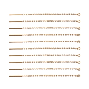 Set of 10 gold plated stainless steel pull-through earrings with O-chain and loop