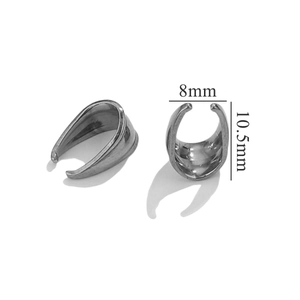 Detailed view of 304 stainless steel pendant pinch bails measuring 8mm by 10.5mm
