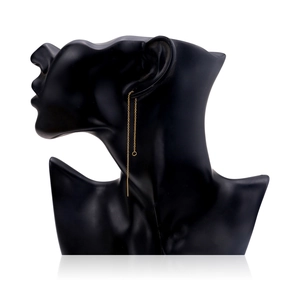 Elegant gold minimalist stainless steel pull-through threader earrings for women